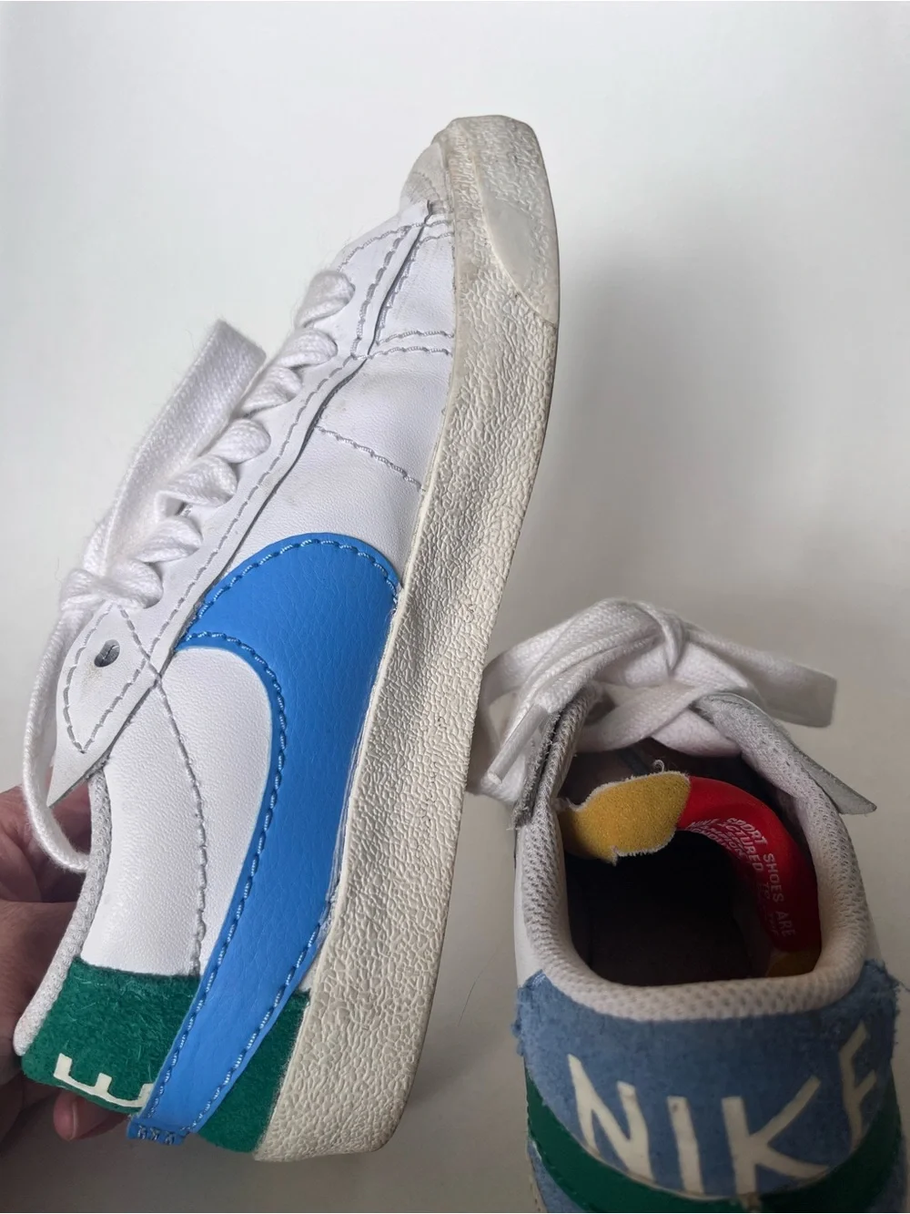 Nike Blazer Low Jumbo 77 Mismatch Sneakers Blue Green & White Women’s Size 7